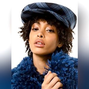 Michael Kors Collection Glen Plaid Stretch Wool Newsboy Cap